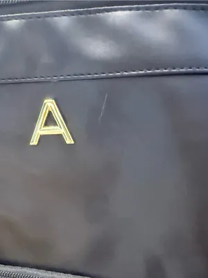 Black Nylon Travel Makeup Cosmetic Toiletry Bag Gold Initial A Wristlet 12.5” thumbnail 3