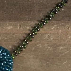 Vintage glass seed bead circle pendant necklace thumbnail 4