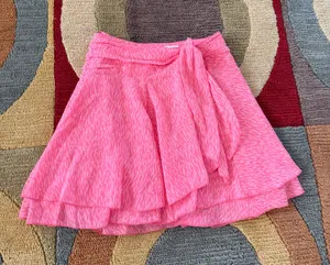 NWOT Aerie Chiffon Wrap Mini Skirt Pink Pattern Flowy Preppy Style Size Small thumbnail 1