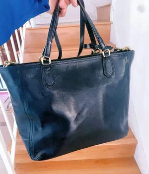 Coach Poppy Textured Patent Small Blaire Tote/Crossbody Brass / Navy thumbnail 4