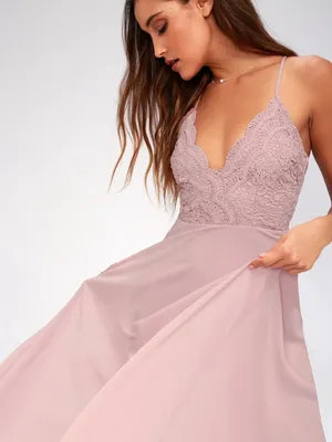Lulus Madalyn Dusty Lavender Lace Maxi Dress Lace Bodice Spaghetti Strap thumbnail 3
