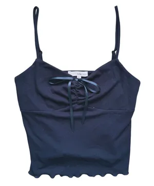 Rewind Y2K Coquette Babydoll Bow Tank Top Size Small Black Soft Gothic Romantic Doll thumbnail 1