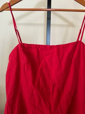 GAP Linen‎ Blend Mini Dress Bright Red Sleeveless Square Neck NWT Size XL thumbnail 3