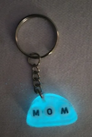 Handmade Epoxy Resin Glow In The Dark Mom Keychain thumbnail 1