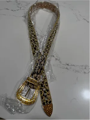 NEW Rhinestone Leopard Bling Belts Women Luxury BB Y2K Cowgirl Belt M thumbnail 4