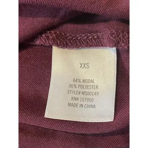 Francesca's MiAmi Top Womens Small Burgundy V-Neck Peplum Short Sleeve Woven thumbnail 6
