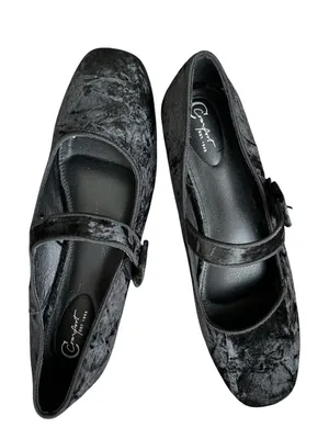 C Comfort Est 1946 Velvet Mary Jane Ballet Flats in Black thumbnail 3