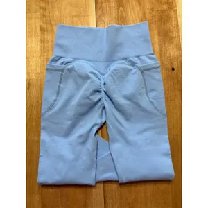 Unbranded Light Blue High Waisted Scrunch‎ Butt Seamless Leggings with Pockets M thumbnail 5