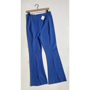 NWT! FREE PEOPLE Real Deal Split Flare Pants Blue High Rise Waist Stretch Medium thumbnail 2