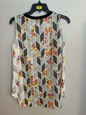 CAbi Floral Chevron Print Sleeveless‎ Tank - White, Black, Yellow, Pink thumbnail 3