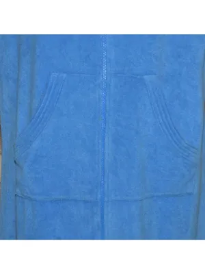 Erika Taylor Relax Blue Terry Cloth Zip Front Short Sleeve Robe Lounger Size L thumbnail 3