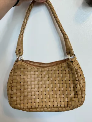 Nine West Braided Woven Shoulder Bag Tan USED purse light brown zipper thumbnail 1
