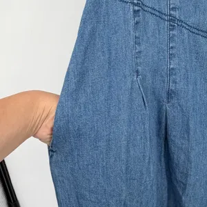 Aerie L Chambray Denim Wide Leg Jumpsuit Overalls Coastal Boho Pockets thumbnail 5