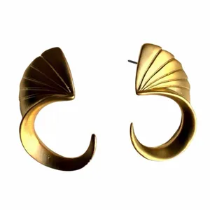 Victoria E. Gold Tone Fan Swirl Statement Earrings thumbnail 3