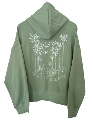 VICTORIA’S SECRET PINK Beverly Hills Zip Up Ivy Fleece Full Zip Hoodie Green L thumbnail 2