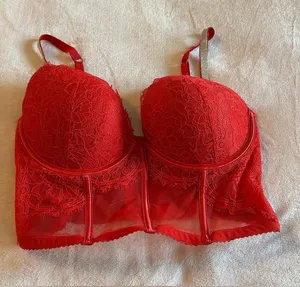 Victoria’s Secret Very Sexy Push-up corset bra 34DD rhinestone floral lace thumbnail 1