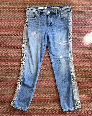 Pilcro & The Letterpress Anthropologie Cheetah Camo Distressed Jeans thumbnail 1