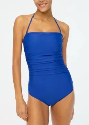 J CREW Ruched Blue One Piece Swim Suit size 10 thumbnail 1