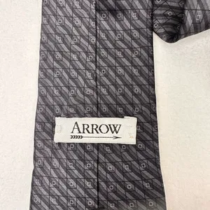 Arrow Men’s Tie Imported Silk Vintage Grey Geometric thumbnail 7