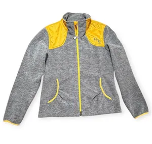 Harley-Davidson Womens Gray Fleece Yellow Quilted Shoulder Zip Jacket Medium Ha thumbnail 1