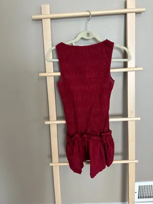 Peppermayo Exclusive - Garden Kisses Shirred Mini Dress - Maroon thumbnail 5