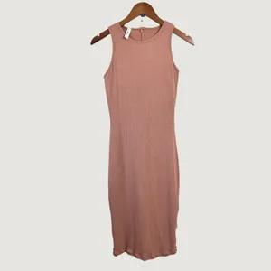 Popilush Built-In Shapewear Ribbed Slip Dress Mauve Pink Sleeveless Midi Large thumbnail 3