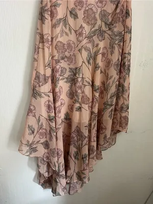 Floral High-Low Chiffon Dress in Blush thumbnail 4