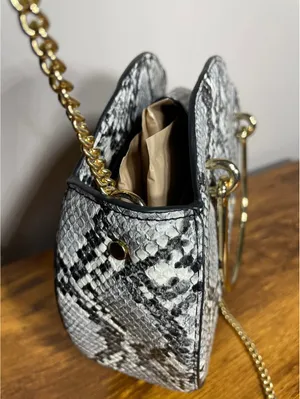 Mango Snakeskin Round Crossbody Bag with Gold Chain festival thumbnail 2