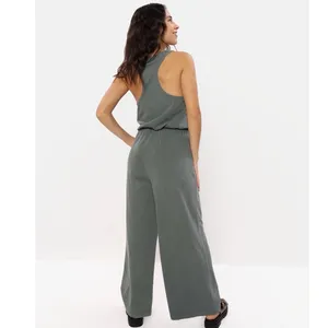 Aerie | Women's Olive Green Smocked Racerback Jogger Jumpsuit, Size XS thumbnail 2