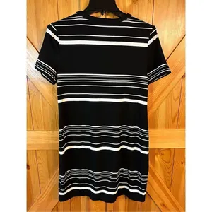 White House Black Market Black/White Striped Short Sleeve Shirt Dress Medium (42 thumbnail 6
