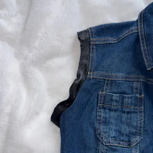 Cato Denim Vest Faux Leather Trim Size M Button Front thumbnail 6