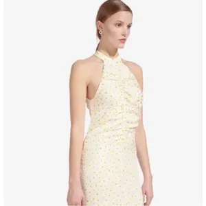NWOT STAUD Coastal Daisy Ruched Halter Maxi Dress in Yellow thumbnail 5