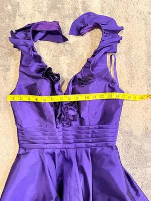 Angelina Faccenda Purple Ruffled Halter Fit & Flare Dress thumbnail 5