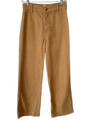Reformation Jeans Khaki Organic Cotton Tencel Straight Leg High Rise Pants Sz 25 thumbnail 1