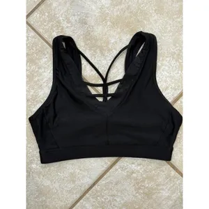 Avia Sports Bra Women Medium (8-10) Activewear Criss Cross Back Peephole Black M thumbnail 7