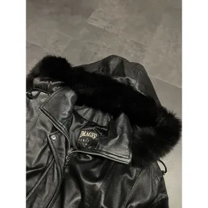Images By Damselle Black‎ Leather Coat Vintage Women's Sz XL -200 thumbnail 10