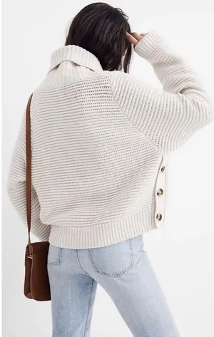 MADEWELL Burgundy Side-Button Turtleneck Sweater thumbnail 3