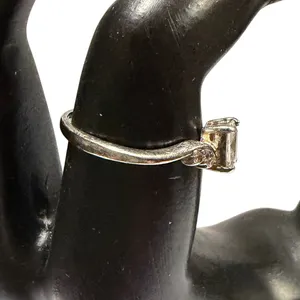 Vintage Sterling Silver Engagement Ring Emerald Cut Ring Size 7‎ Minimalist thumbnail 4