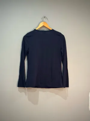Navy Ann Taylor Mixed Media L/S Top Size S EUC thumbnail 5