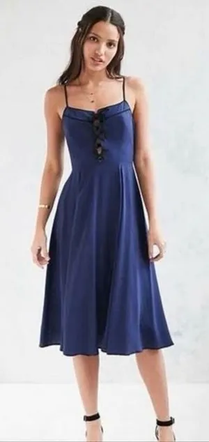 ✨COOPERATIVE GEORGIA MAY BLUE Lace Up Sz 4 DRESS✨ thumbnail 1