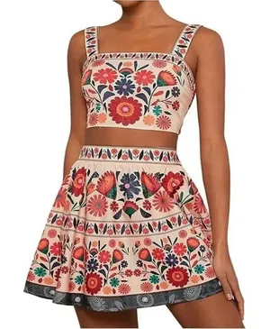 SHEIN floral skirt and crop top set XL thumbnail 1