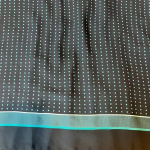 LOFT‎ PETITES Navy Blue Teal Dot Print Long Sleeve Pleated Hem Top thumbnail 3