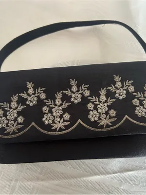 Black Embroidered Evening Shoulder Bag thumbnail 8