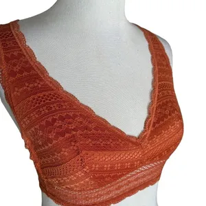 Victoria's Secret Floral Lace Racerback Bralette Size S Burnt Orange Loungewear thumbnail 9