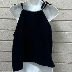 Madewell Tempo Tie Shoulder Black Tank size M thumbnail 6
