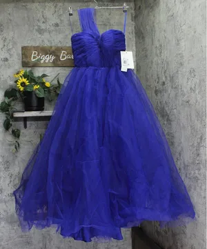 Mac Duggal Womens One Side Off the Shoulder Bustier Ball Gown Cobalt Blue 6 thumbnail 1