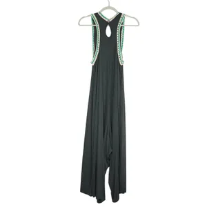 Natural Life Size Large Charcoal Gray Crochet Trim Harem Jumpsuit Lightweight thumbnail 7