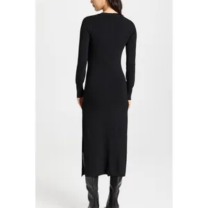 Moon River Midi Dress Medium Black Cutout Long Sleeve‎ Minimalist Chic Elegant thumbnail 2