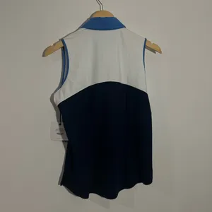 NWT Belyn Key Perry‎ Sleeveless Golf Polo Tank White/Blue Size Small thumbnail 6