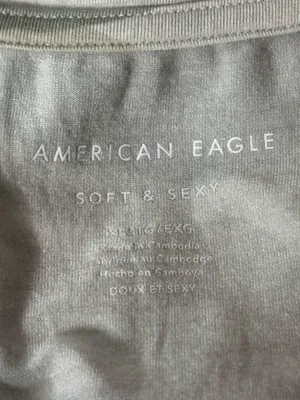 American Eagle Outfitters Sage and Cream Camo V-Neck Tee thumbnail 2